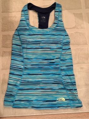 The North Face Women's Blue Multi-Striped Racerback Swim Tank